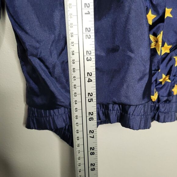 Vintage 80s 90s navy blue gold star zip front nylon Plus Size jacket size 2x - Picture 6 of 6